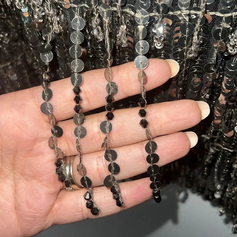 NWT Alice + Olivia Chicago Sequin Fringe Mini Dress Gunmetal Silver Flapper NYE - Picture 15 of 17